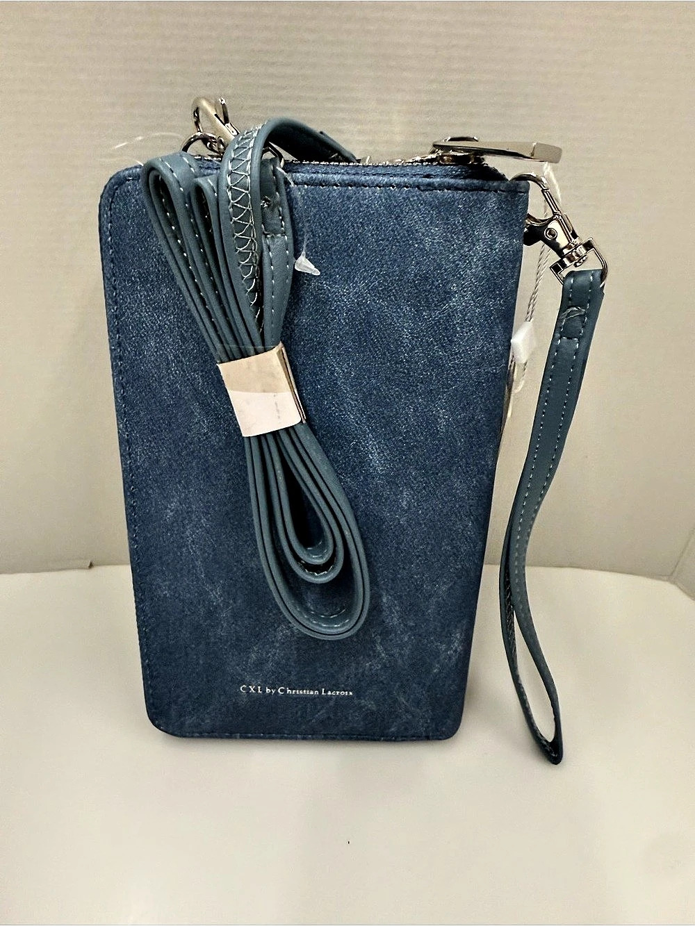 NWT CXL by Christian Lacroix Phiapu Denim Phone Crossbody Wristlet Blue - Picture 3 of 6